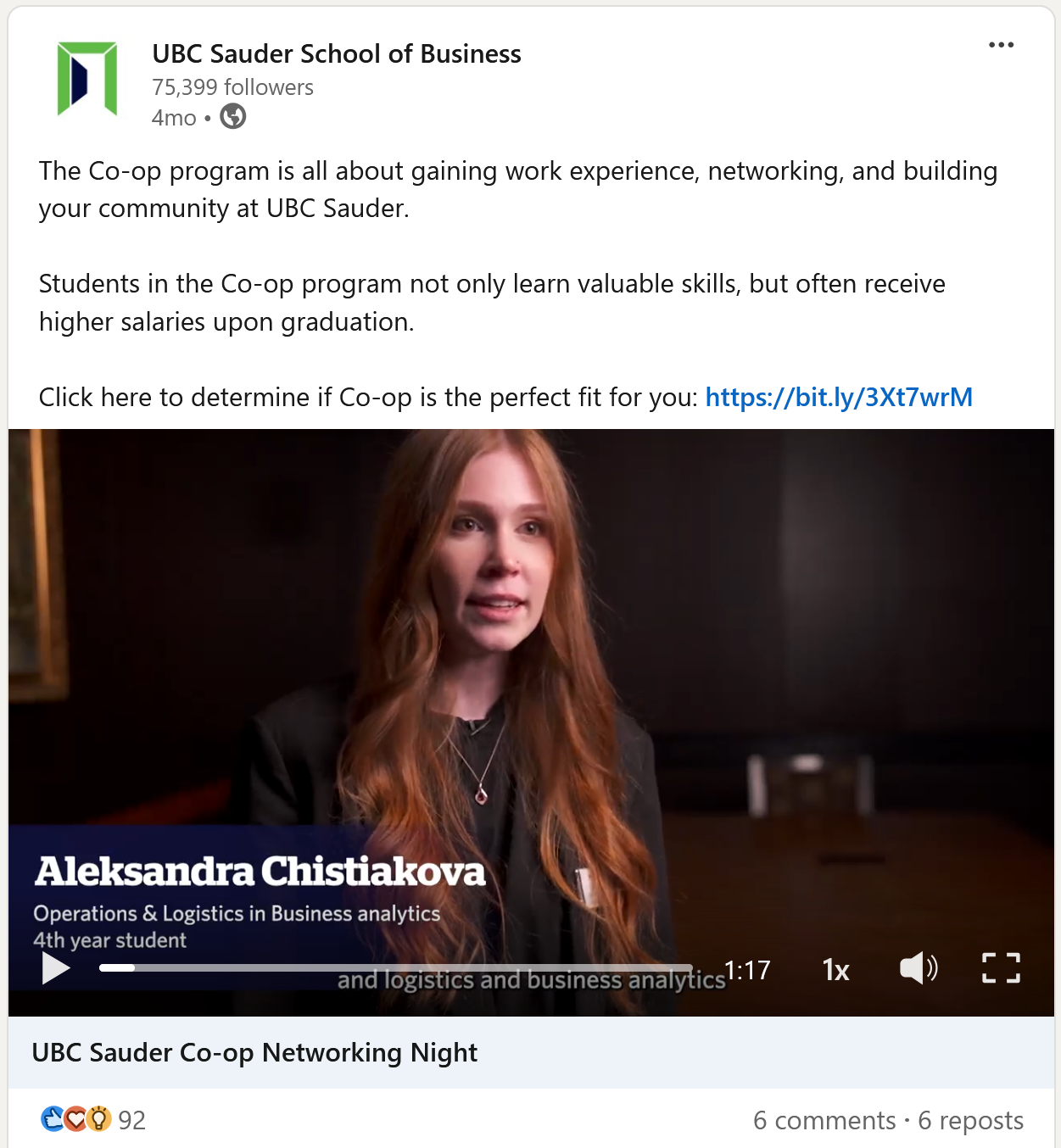 Co-op Video LinkedIn Post